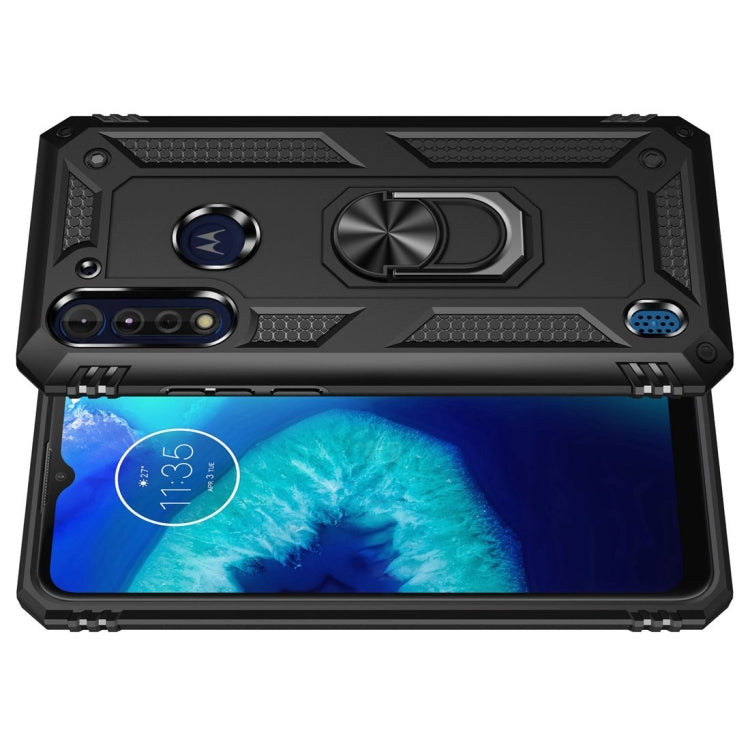 For Motorola Moto G8 Power Lite Shockproof TPU + PC Protective Case with 360 Degree Rotating Holder(Black)