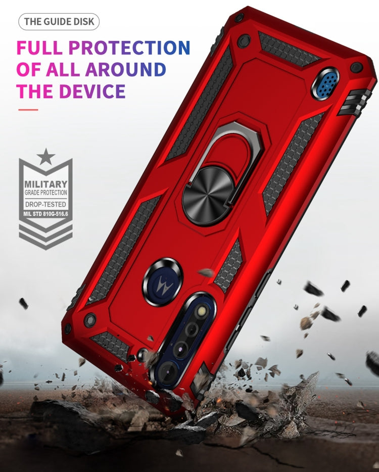 For Motorola Moto G8 Power Lite Shockproof TPU + PC Protective Case with 360 Degree Rotating Holder(Black)