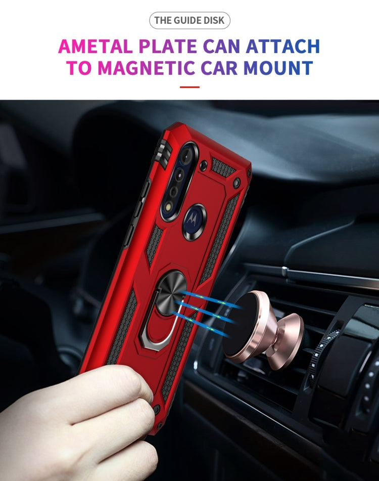 For Motorola Moto G8 Power Lite Shockproof TPU + PC Protective Case with 360 Degree Rotating Holder(Black)