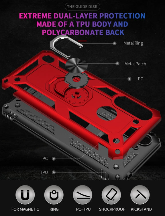 For Motorola Moto G8 Power Lite Shockproof TPU + PC Protective Case with 360 Degree Rotating Holder(Black)