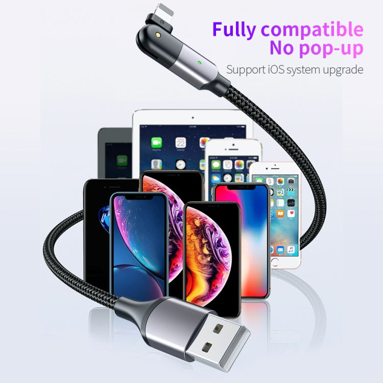 FXCL-WYA0G 2.4A USB to 8 Pin 180 Degree Rotating Elbow Charging Cable, Length:2m(Grey)