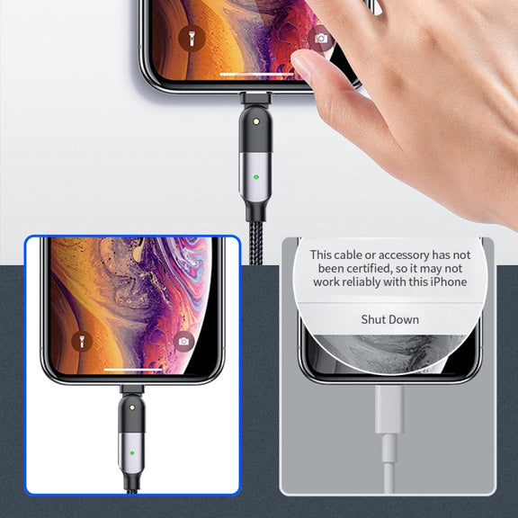 FXCL-WYA0G 2.4A USB to 8 Pin 180 Degree Rotating Elbow Charging Cable, Length:2m(Grey)
