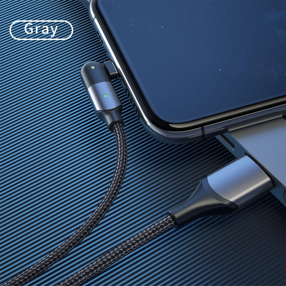 FXCL-WYA0G 2.4A USB to 8 Pin 180 Degree Rotating Elbow Charging Cable, Length:2m(Grey)