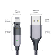 FXCL-WYA0G 2.4A USB to 8 Pin 180 Degree Rotating Elbow Charging Cable, Length:2m(Grey)