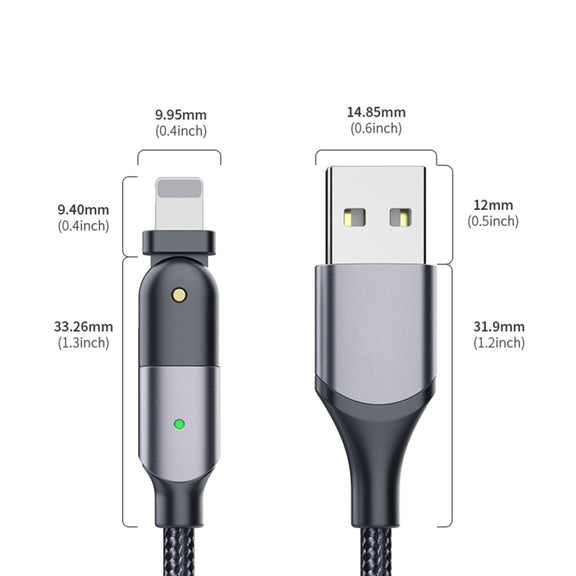 FXCL-WYA0G 2.4A USB to 8 Pin 180 Degree Rotating Elbow Charging Cable, Length:2m(Grey)