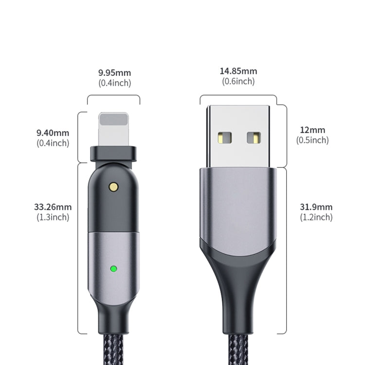 FXCL-WYA0G 2.4A USB to 8 Pin 180 Degree Rotating Elbow Charging Cable, Length:2m(Grey)
