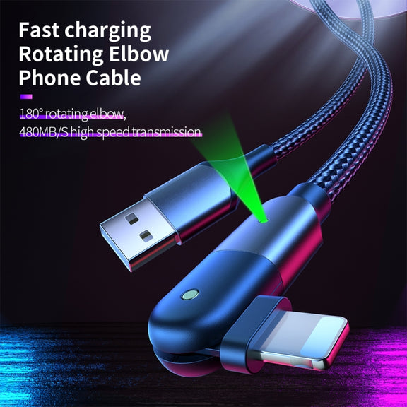 FXCL-WYA0G 2.4A USB to 8 Pin 180 Degree Rotating Elbow Charging Cable, Length:2m(Grey)