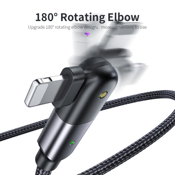 FXCL-WYA0G 2.4A USB to 8 Pin 180 Degree Rotating Elbow Charging Cable, Length:2m(Grey)