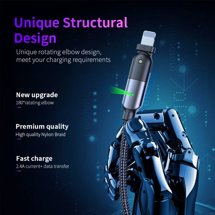 FXCL-WYA0G 2.4A USB to 8 Pin 180 Degree Rotating Elbow Charging Cable, Length:2m(Grey)
