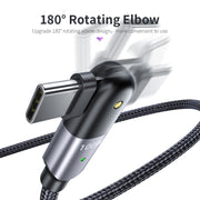 FXCTL-WY0G 100W 5A USB-C / Type-C to Type-C 180 Degree Rotating Elbow Fast Charging Cable, Length:1.2m(Grey)