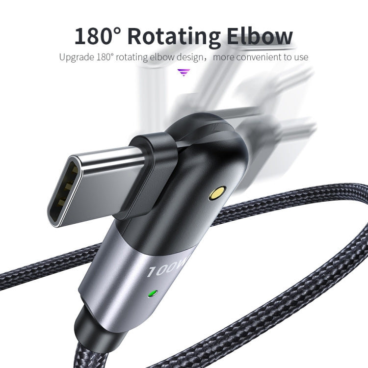 FXCTL-WY0G 100W 5A USB-C / Type-C to Type-C 180 Degree Rotating Elbow Fast Charging Cable, Length:1.2m(Grey)