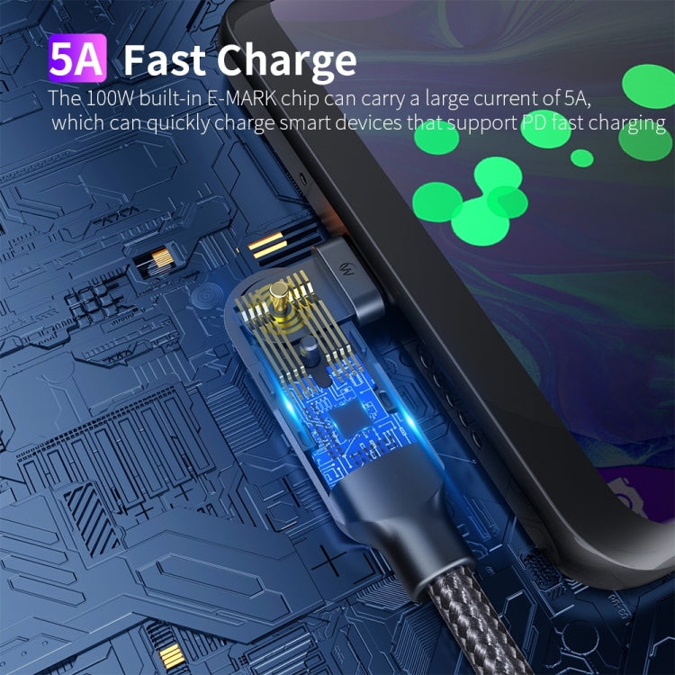FXCTL-WY0G 100W 5A USB-C / Type-C to Type-C 180 Degree Rotating Elbow Fast Charging Cable, Length:1.2m(Grey)