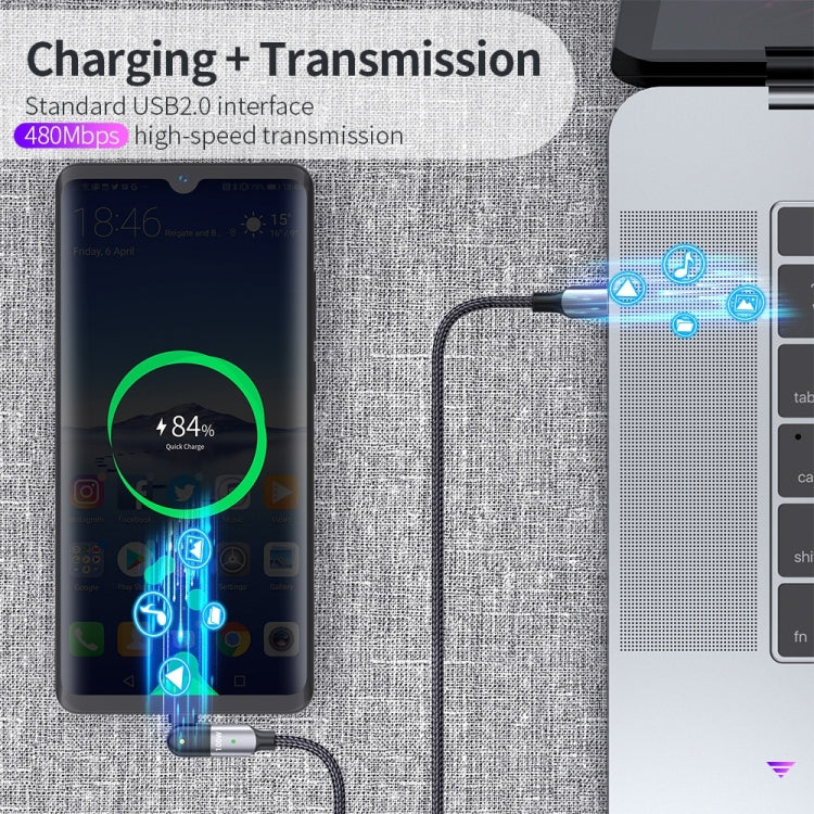 FXCTL-WY0G 100W 5A USB-C / Type-C to Type-C 180 Degree Rotating Elbow Fast Charging Cable, Length:1.2m(Grey)