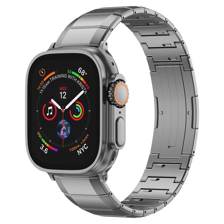 For Apple Watch 46mm / 49mm / 45mm / 44mm One-Bead Pure Titanium Buckle Watch Band(Grey)