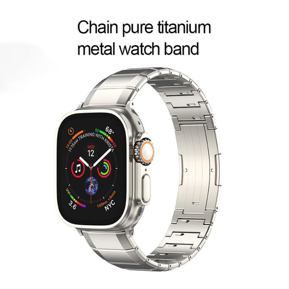 For Apple Watch 42mm / 41mm / 40mm / 38mm One-Bead Pure Titanium Buckle Watch Band(Grey)