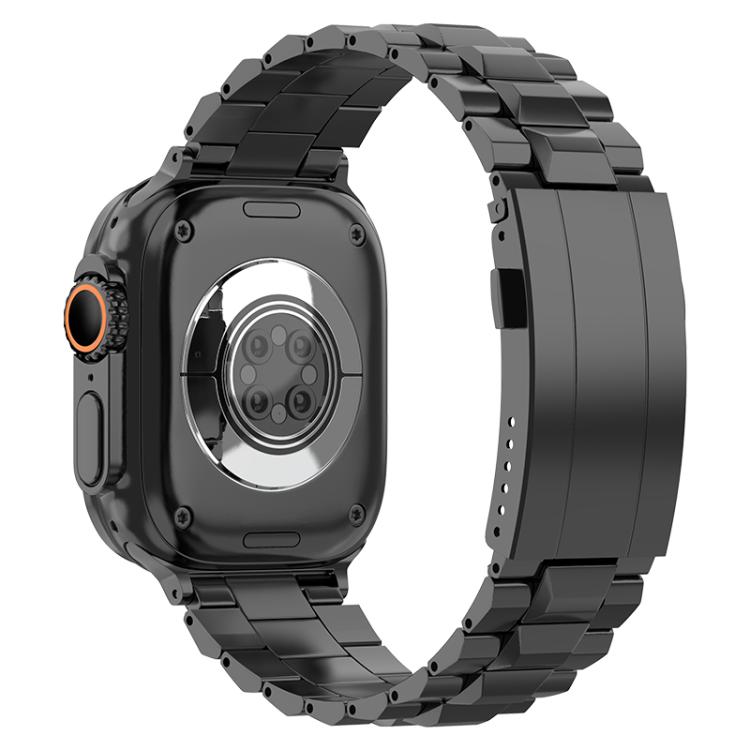 For Apple Watch 46mm / 49mm / 45mm / 44mm T-shaped Turtle Buckle Detachable Titanium Watch Band(Black)