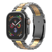 For Apple Watch 46mm / 49mm / 45mm / 44mm T-shaped Turtle Buckle Detachable Titanium Watch Band(Grey Gold)