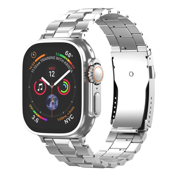 For Apple Watch 46mm / 49mm / 45mm / 44mm T-shaped Turtle Buckle Detachable Titanium Watch Band(Silver)
