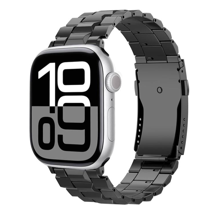 For Apple Watch 42mm / 41mm / 40mm / 38mm T-shaped Turtle Buckle Detachable Titanium Watch Band(Black)