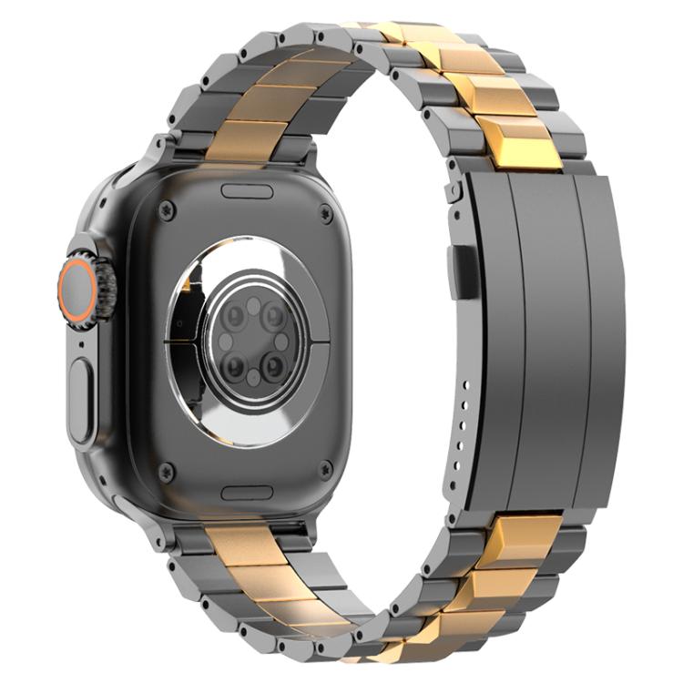 For Apple Watch 42mm / 41mm / 40mm / 38mm T-shaped Turtle Buckle Detachable Titanium Watch Band(Grey Gold)