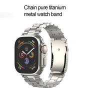 For Apple Watch 46mm / 49mm / 45mm / 44mm T-shaped Turtle Buckle Detachable Titanium Watch Band(Black)