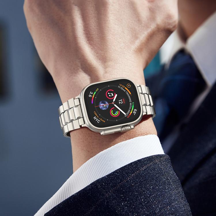 For Apple Watch 46mm / 49mm / 45mm / 44mm T-shaped Turtle Buckle Detachable Titanium Watch Band(Grey)