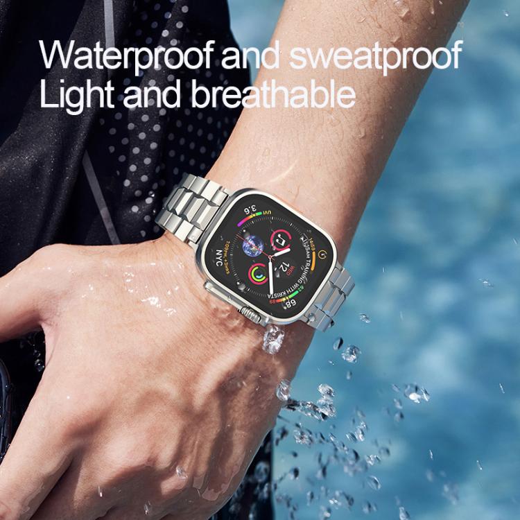 For Apple Watch 46mm / 49mm / 45mm / 44mm T-shaped Turtle Buckle Detachable Titanium Watch Band(Black)