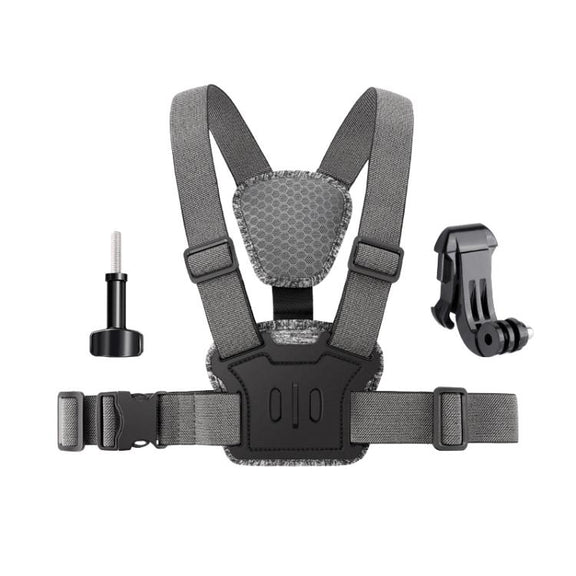 3 in 1 Quick Release Body Mount Belt Chest Strap with Mount & Screw(Grey)