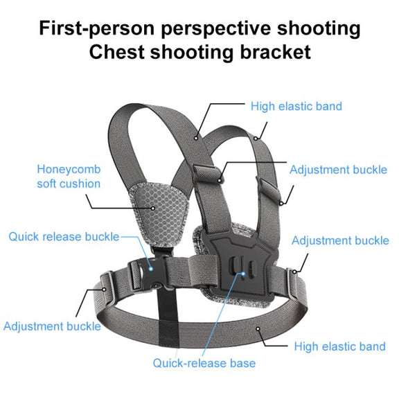 3 in 1 Quick Release Body Mount Belt Chest Strap with Mount & Screw(Grey)