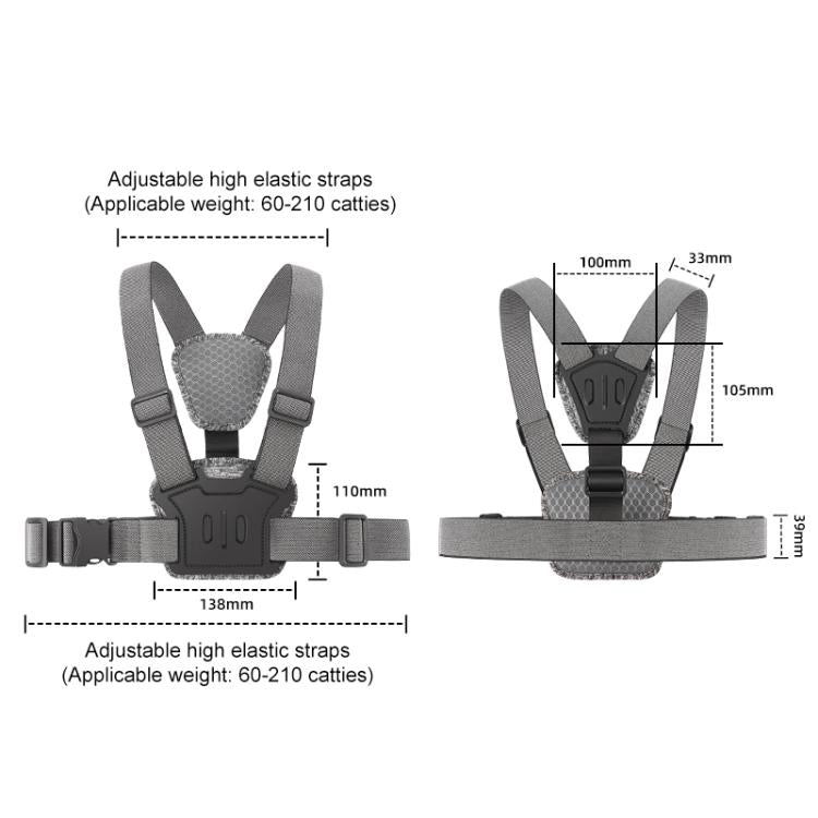3 in 1 Quick Release Body Mount Belt Chest Strap with Mount & Screw(Grey)