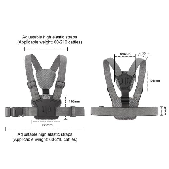 10 in 1 360 Phone Clamp Quick Release Body Mount Belt Chest Strap with Mount & Screw(Grey)