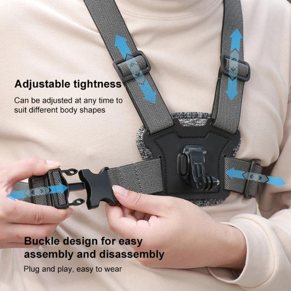 10 in 1 360 Phone Clamp Quick Release Body Mount Belt Chest Strap with Mount & Screw(Grey)
