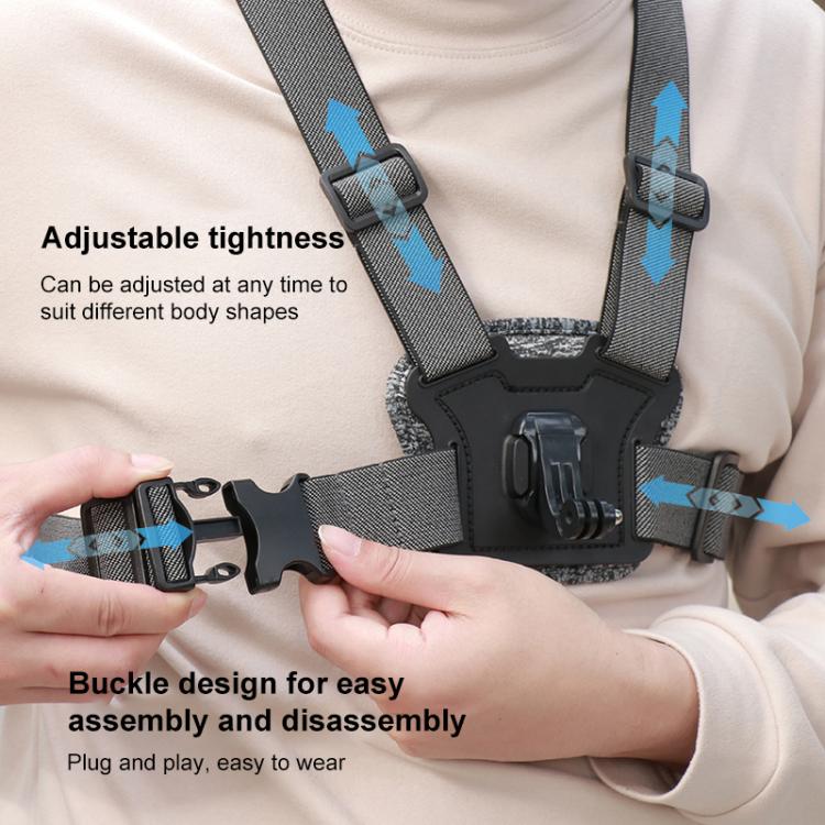 3 in 1 Quick Release Body Mount Belt Chest Strap with Mount & Screw(Grey)