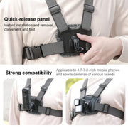 10 in 1 360 Phone Clamp Quick Release Body Mount Belt Chest Strap with Mount & Screw(Grey)