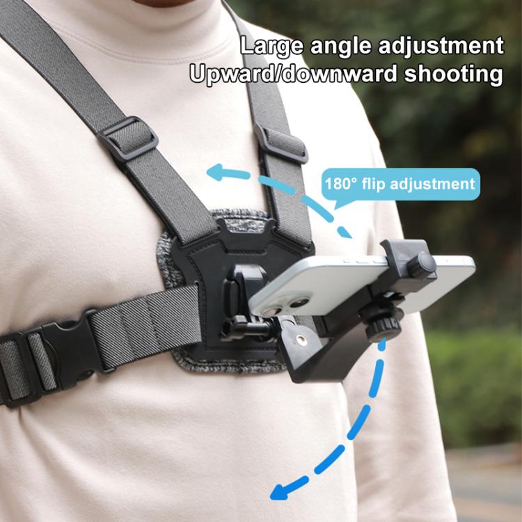 10 in 1 360 Phone Clamp Quick Release Body Mount Belt Chest Strap with Mount & Screw(Grey)
