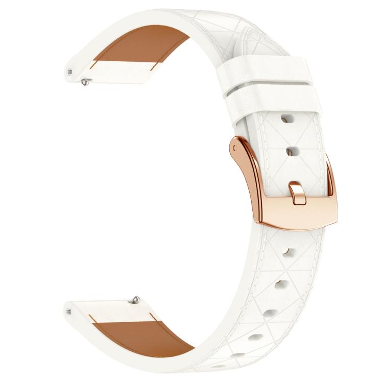 18mm Square Leather Rose Gold Buckle Watch Band(White)