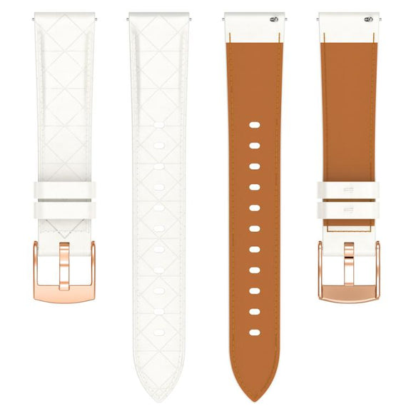 18mm Square Leather Rose Gold Buckle Watch Band(White)