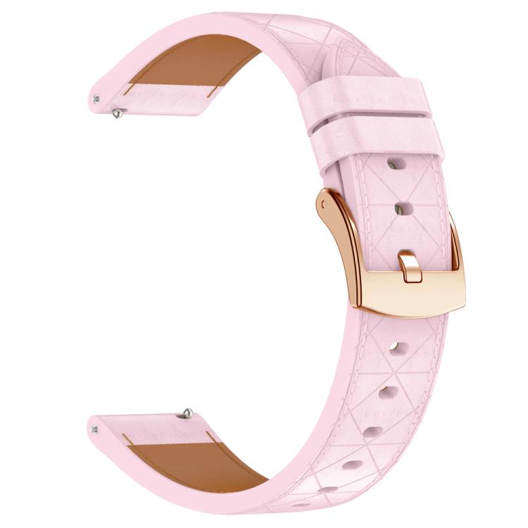 18mm Square Leather Rose Gold Buckle Watch Band(Pink)