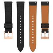 18mm Square Leather Rose Gold Buckle Watch Band(Black)
