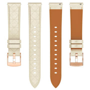 18mm Square Leather Rose Gold Buckle Watch Band(Apricot)