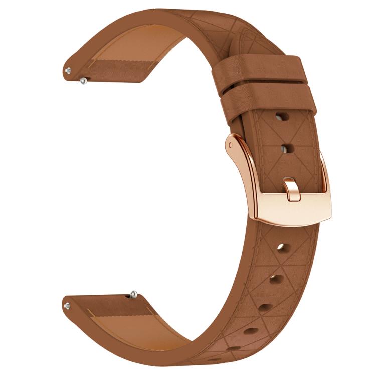 18mm Square Leather Rose Gold Buckle Watch Band(Brown)
