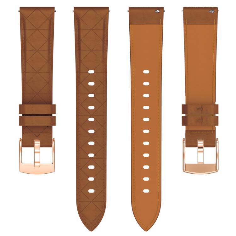 18mm Square Leather Rose Gold Buckle Watch Band(Brown)