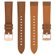 18mm Square Leather Rose Gold Buckle Watch Band(Brown)