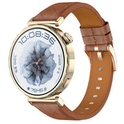 20mm Square Leather Rose Gold Buckle Watch Band(Brown)