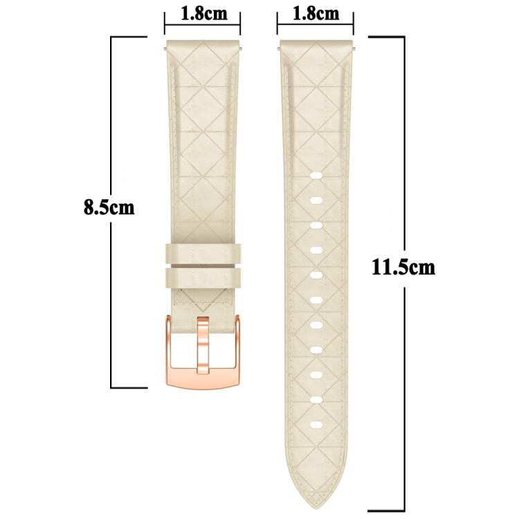 18mm Square Leather Rose Gold Buckle Watch Band(White)