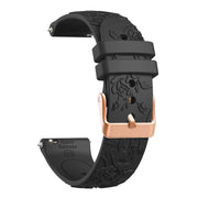 20mm Embossed Rose Gold Buckle Silicone Watch Band(Black)