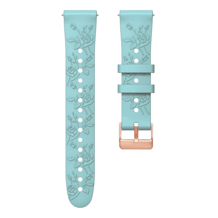 20mm Embossed Rose Gold Buckle Silicone Watch Band(Light Blue)