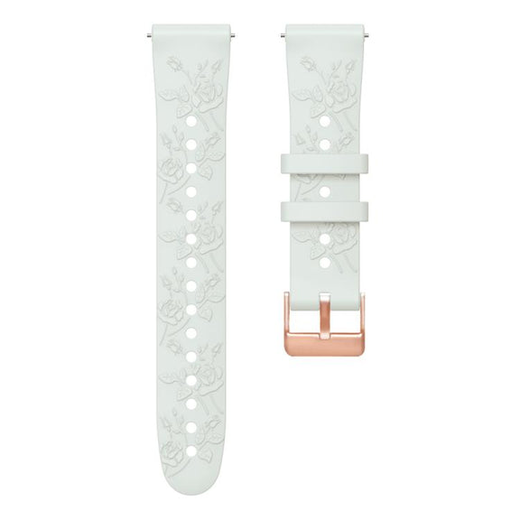 20mm Embossed Rose Gold Buckle Silicone Watch Band(Fog Gray)