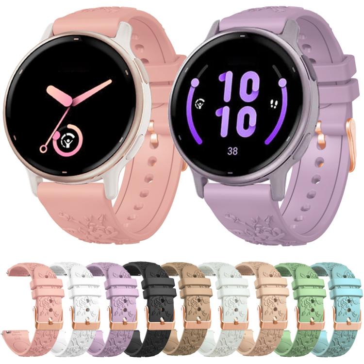 20mm Embossed Rose Gold Buckle Silicone Watch Band(Fog Gray)