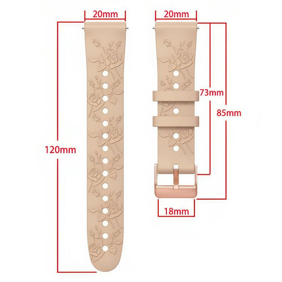 20mm Embossed Rose Gold Buckle Silicone Watch Band(Pink)